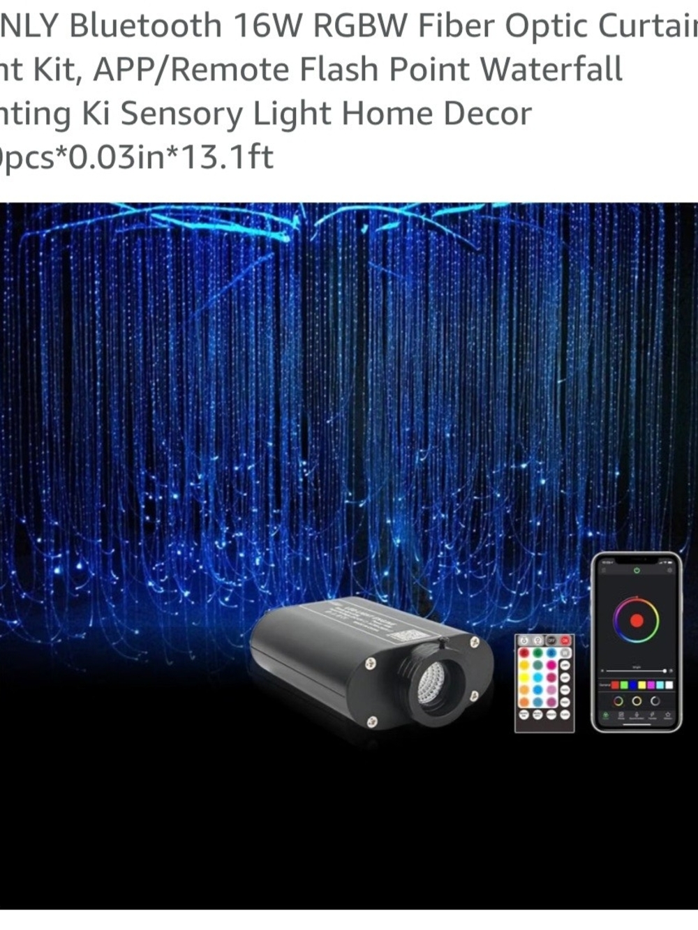 RGBW Fiber Optic Curtain Light - Blue, Black -